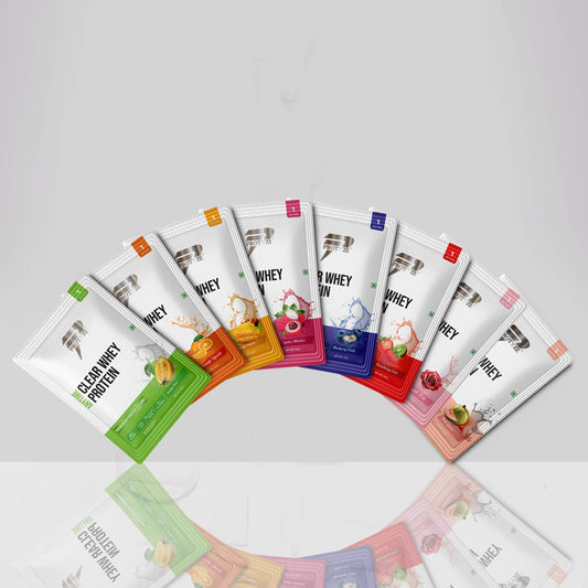Anytime Clear Whey Protein Isolate, Assorted Flavours - Pack of 16 (Each Flavour 2 Units)
